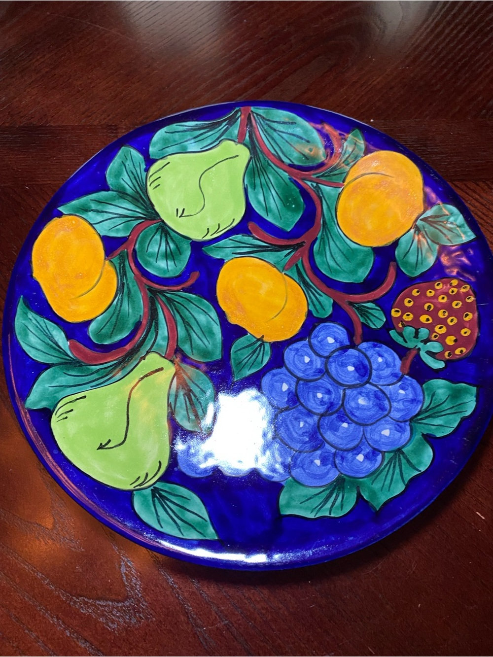 Hand-Painted Decorative Fruit Wall Plate by Talavera Venagas Mexico 11.75 inch